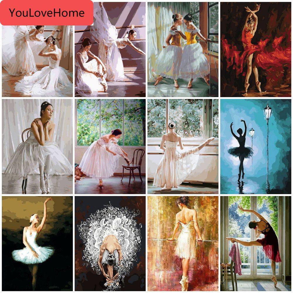Best Painting By Numbers Ballet Girl Kits Drawing Canvas Handpainted