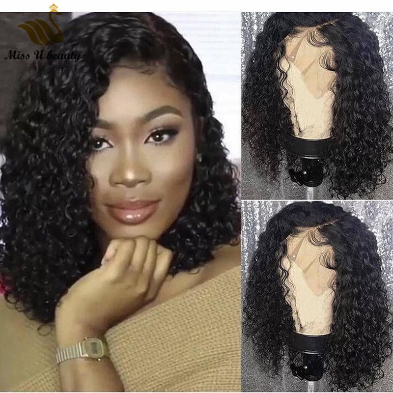 Side Part Wet And Wavy Hair Wet Curls Short Bob Wig Virgin Human