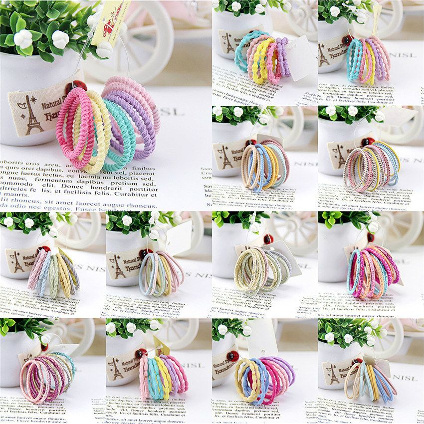10Pcs//Set Candy Baby Girl Hair Band Elastic Hair Ropes Rubber Band Headwear