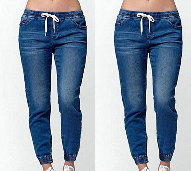 Compra Mejor Venta Largo Para Mujer De Los Pantalones Vaqueros De La Enzima  De Lavado Pretina Elástico Y El Dobladillo Draw Cadena Estilo Número 8501  Barato | Entrega Rápida Y Calidad | Es.Dhgate