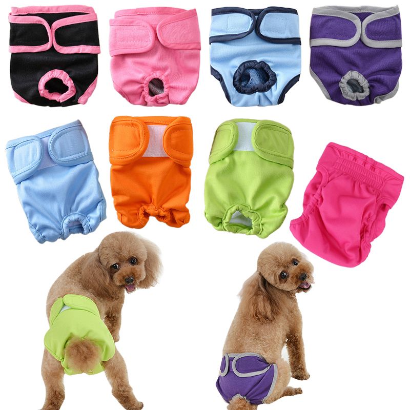 Female Dog Puppy Pet Diaper Washable Pants Sanitary Underwear HOT CHILI Small
