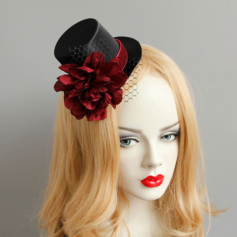 Black and red fascinator hat Clearance