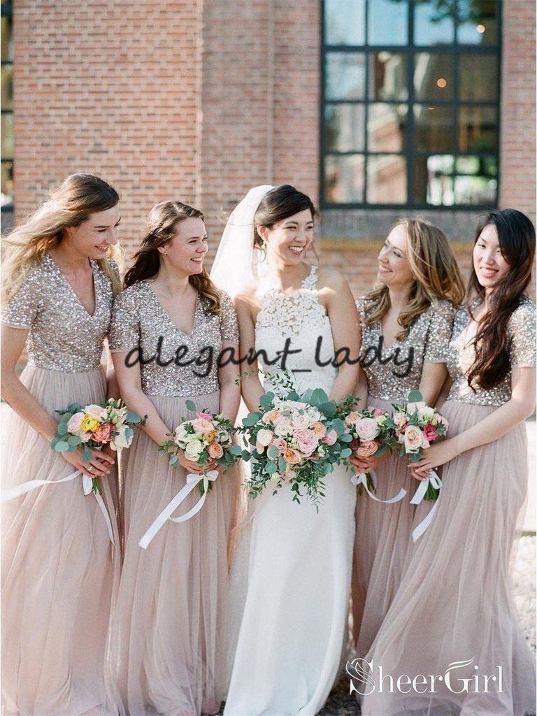 champagne sparkly bridesmaid dresses