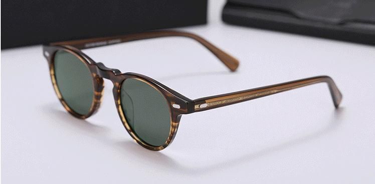 Stripe Brown Frame Dark Green Lens