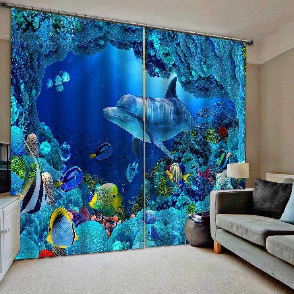 2021 Blue Ocean Curtain Customized 3d Curtains New Window Balcony