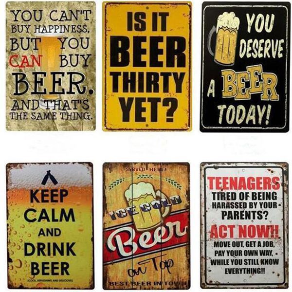 2020 Vintage Metal Tin Signs Wine Beer Cheers Retro Plaque Wall
