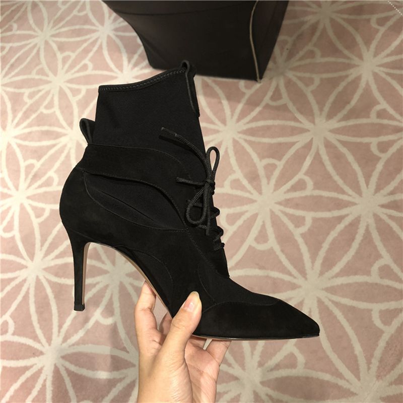 pointed lace up ankle boots