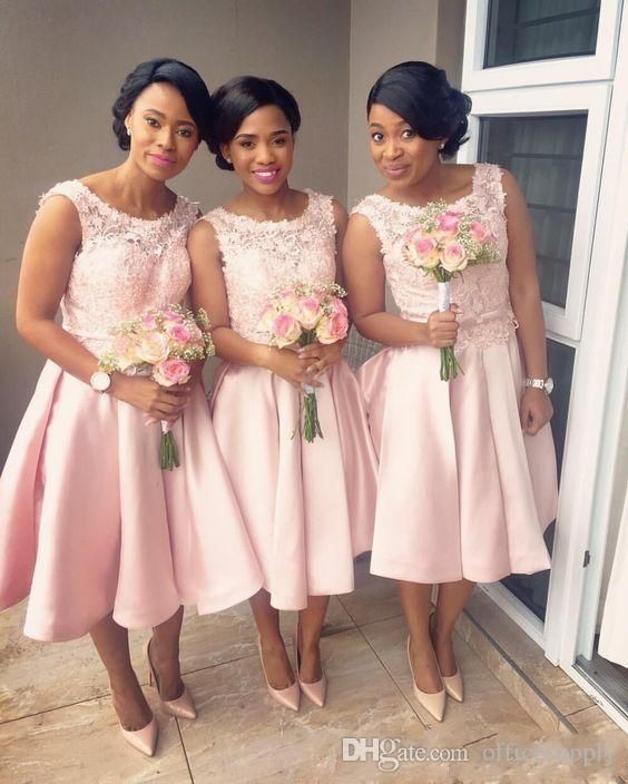 light pink bridesmaid dresses short
