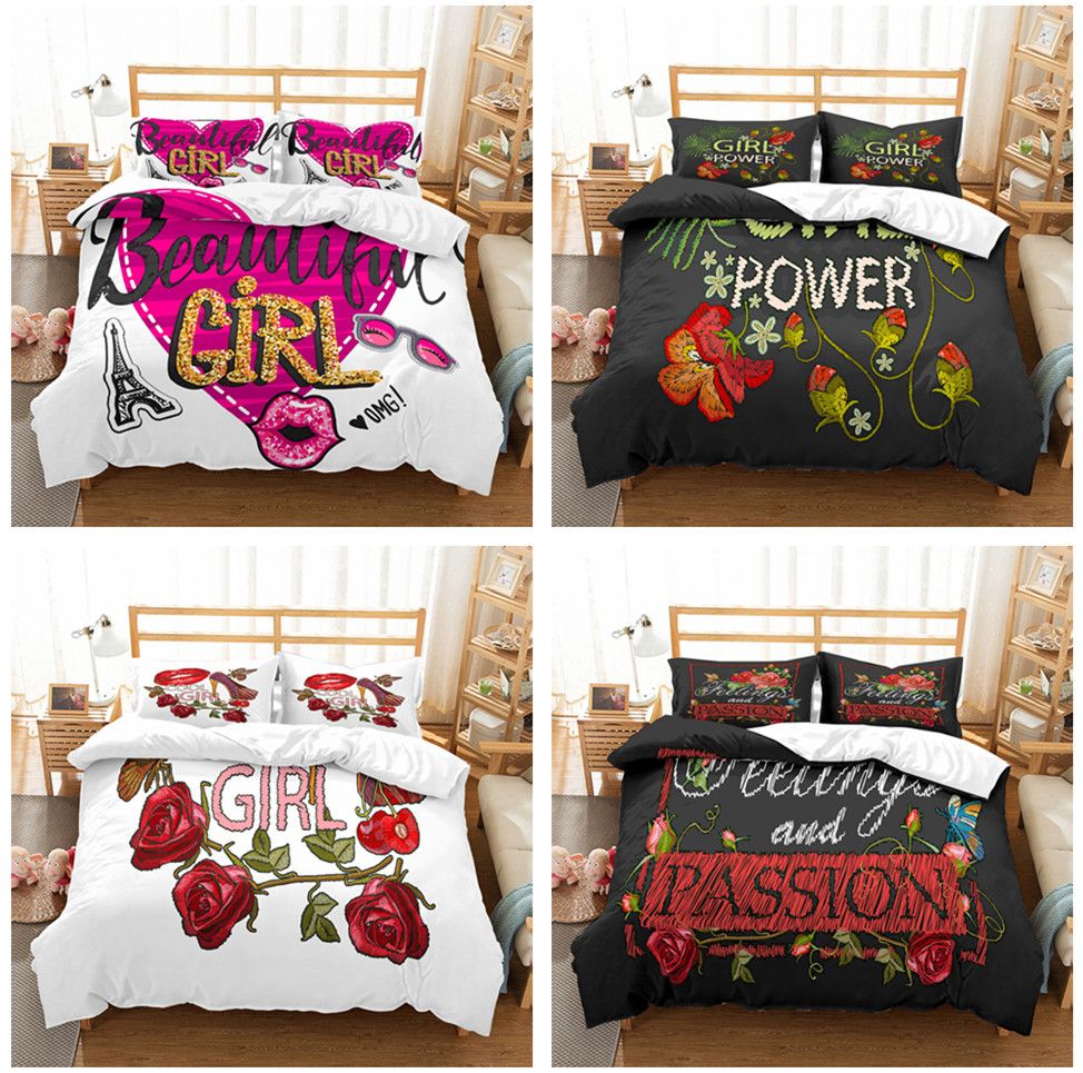 Rose Beautiful Girl Design Bedding Set Duvet Cover Set Of Quilt