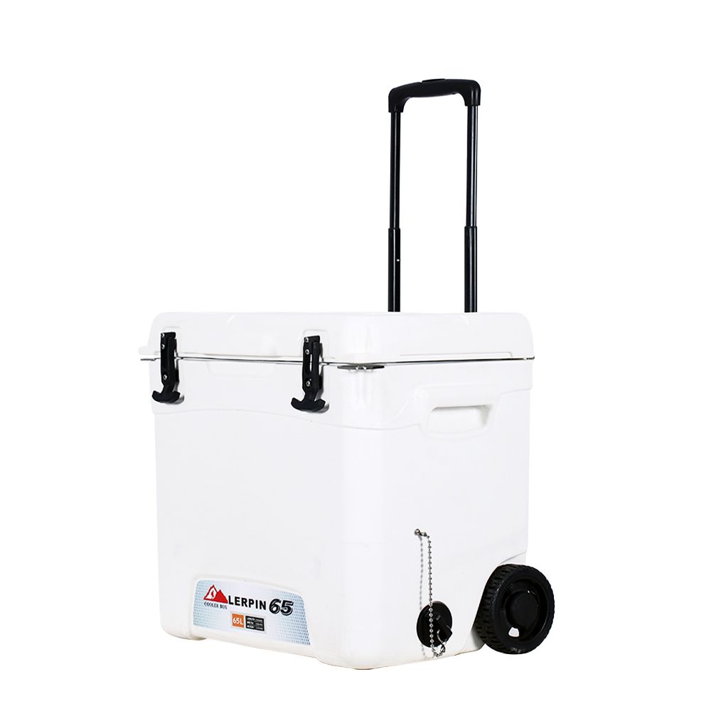 2020 Food Grade 65L Large Volume Trolley Ice Cooler Box White Plastic