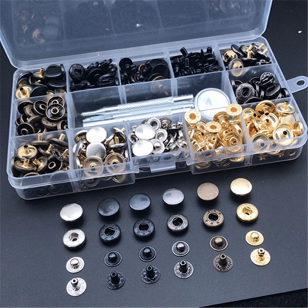 2021 Snap Fasteners Kit 12.5mm Metal Buttons Press Studs Leather Bag