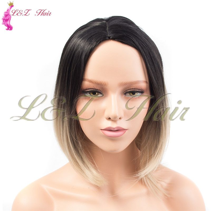 Synthetic Ombre Grey Hair Bob Style Short Wigs For Women Black And Pink Hairs 12 Synthetic Short Bob Wigs Straight Wig For Women Cheap Lace Wig
