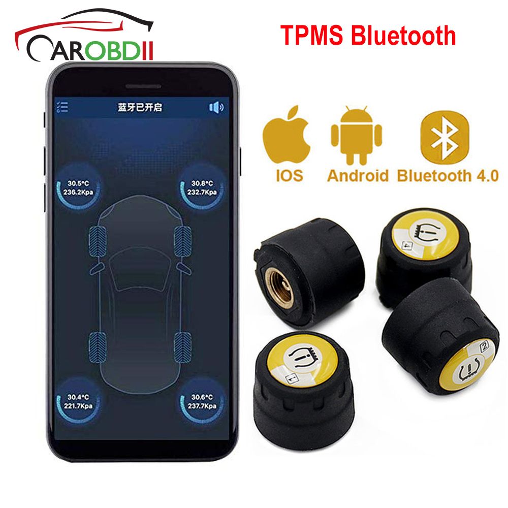 Sistema di monitoraggio della pressione dei pneumatici Bluetooth 4.0 TPMS sistema di allarme Android iOS pressione dei pneumatici con 4 sensori esterni
