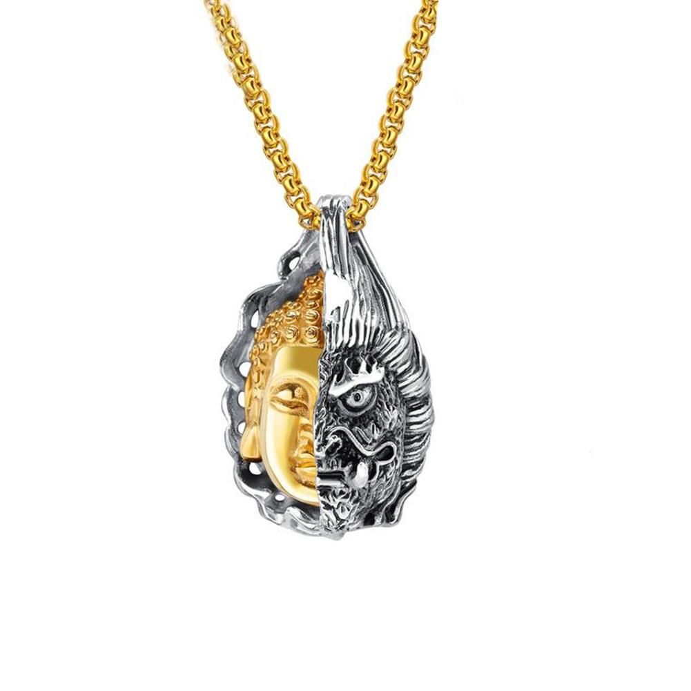 Aliado con tiempo consumidor Hombres collar individual dominante, mitad demonio, mitad de caída del Buda, estilo de caída del Nacional, Aliado con tiempo consumidor Hombres collar individual dominante, mitad demonio, mitad de caída del Buda, estilo de caída del Nacional,