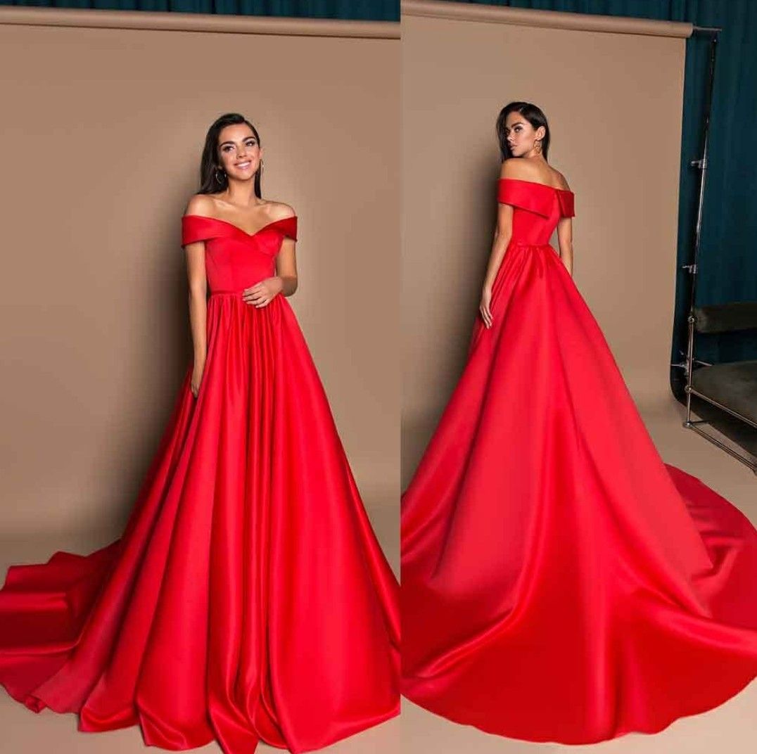 Abiti Da Cerimonia Abiti Da Cerimonia Principessa Rossa Di Moda Abiti Da  Cerimonia Da Sera Lunghi Da Spalla Con Maniche Abito Da Cerimonia Celebrità  Sfilata Di Raso Da 78,79 € | DHgate Italy