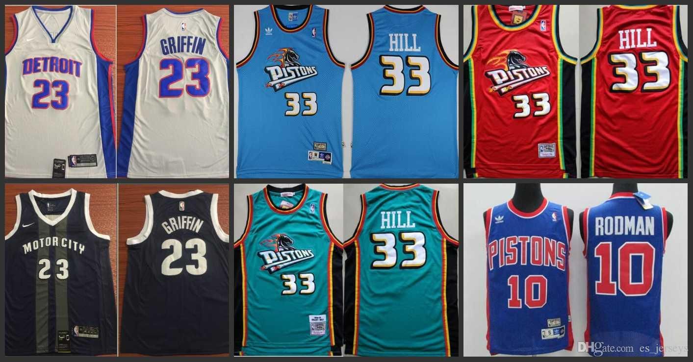 Compre Detroit Hombres Pistones Camisetas De La NBA De Baloncesto 11 Isiah Thomas 23 Blake Griffin 33 Grant Hill 10 Camiseta De Baloncesto Rodman A 17,89 € Del Jerseysno1 | DHgate.Com