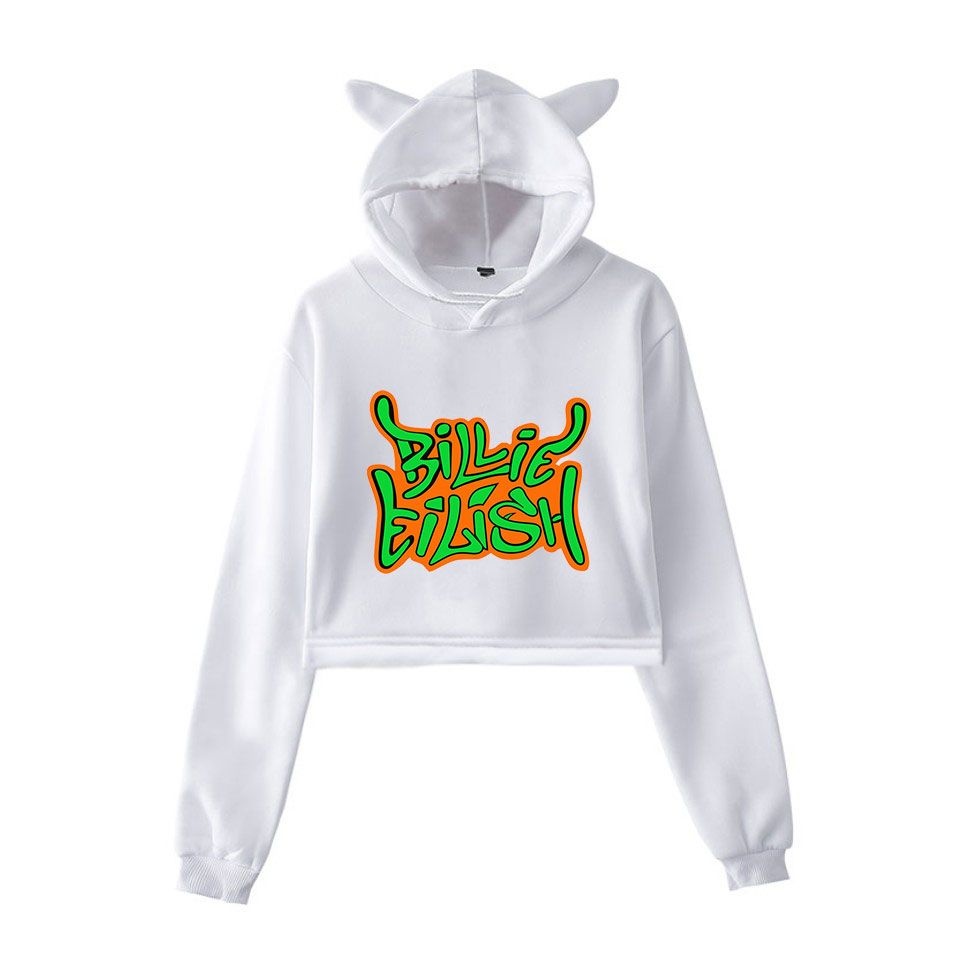 S-XXL Casual USA Wrestling Long Sleeve Tops Blouse Womens Cat Ear Crop Top Hoodie Sweater