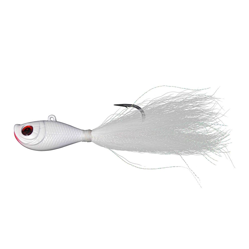 buctail jigs fishing lures with luminous lead head and 3D eyes as artficial fishing baits for saltwater