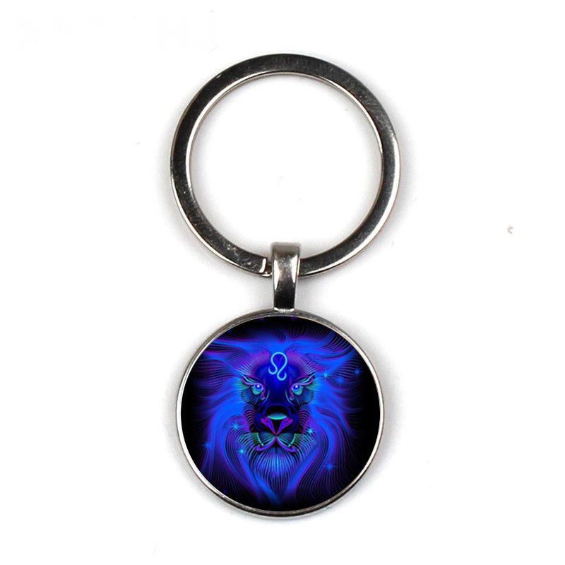 12 Constellation Zodiac Sign Round Keyring UK Seller