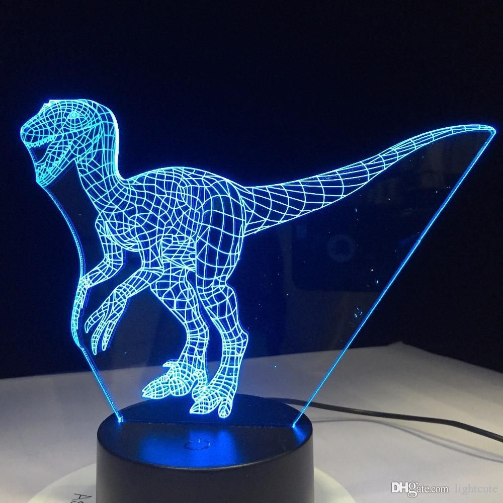 compre dinosaurio velociraptor de la lampara azul 3d de es lamparas led noche para ninos tactil led usb tabla nacido que duerme luz nocturna sitio de
