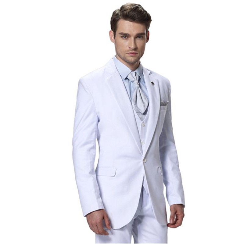 Compra Nuevos Trajes Para Hombre Terno Slim Fit Hombre Traje Blanco Traje  Formal Ocasiones Traje HOMME CUSTOM HACER HOMBRES Juego De Trajes Abrigo +  Pantalones + Chaleco Barato | Entrega Rápida Y