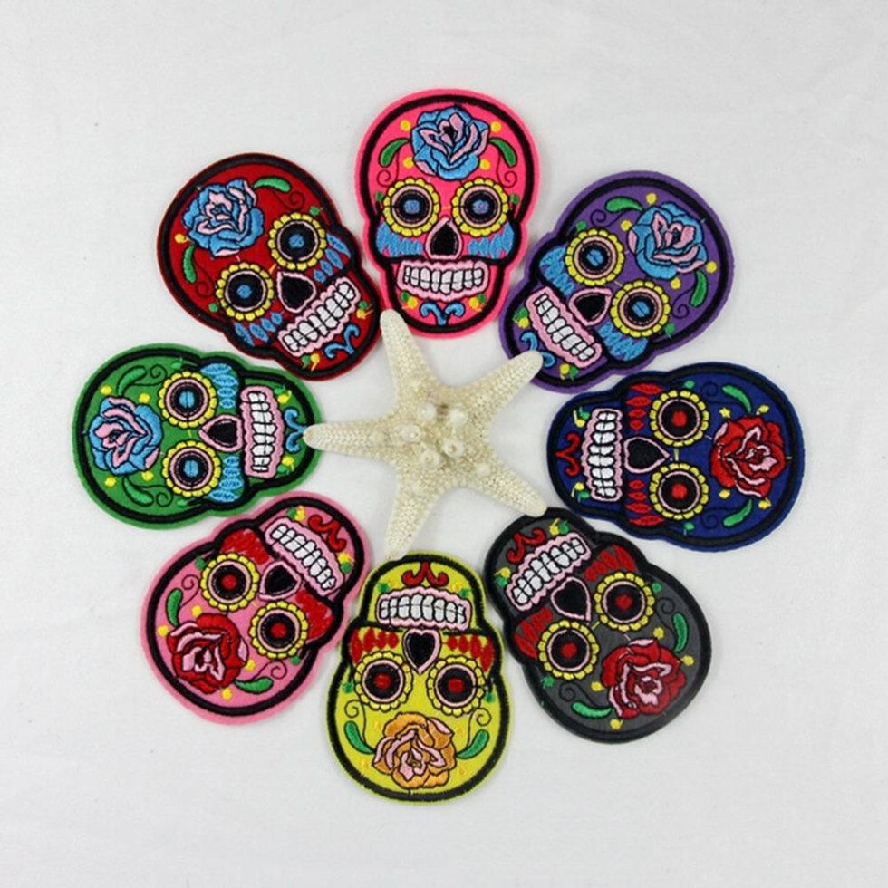 DIY Skull Badge Patch Embroidered Sew Iron On Patches Clothing Fabric Applique