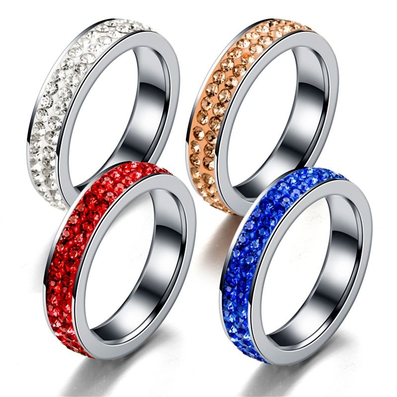 Anillo De Joyería Y Cristal Pavimentado De Acero Inoxidable Anillo De Joyería Y Cristal Pavimentado De Acero Inoxidable