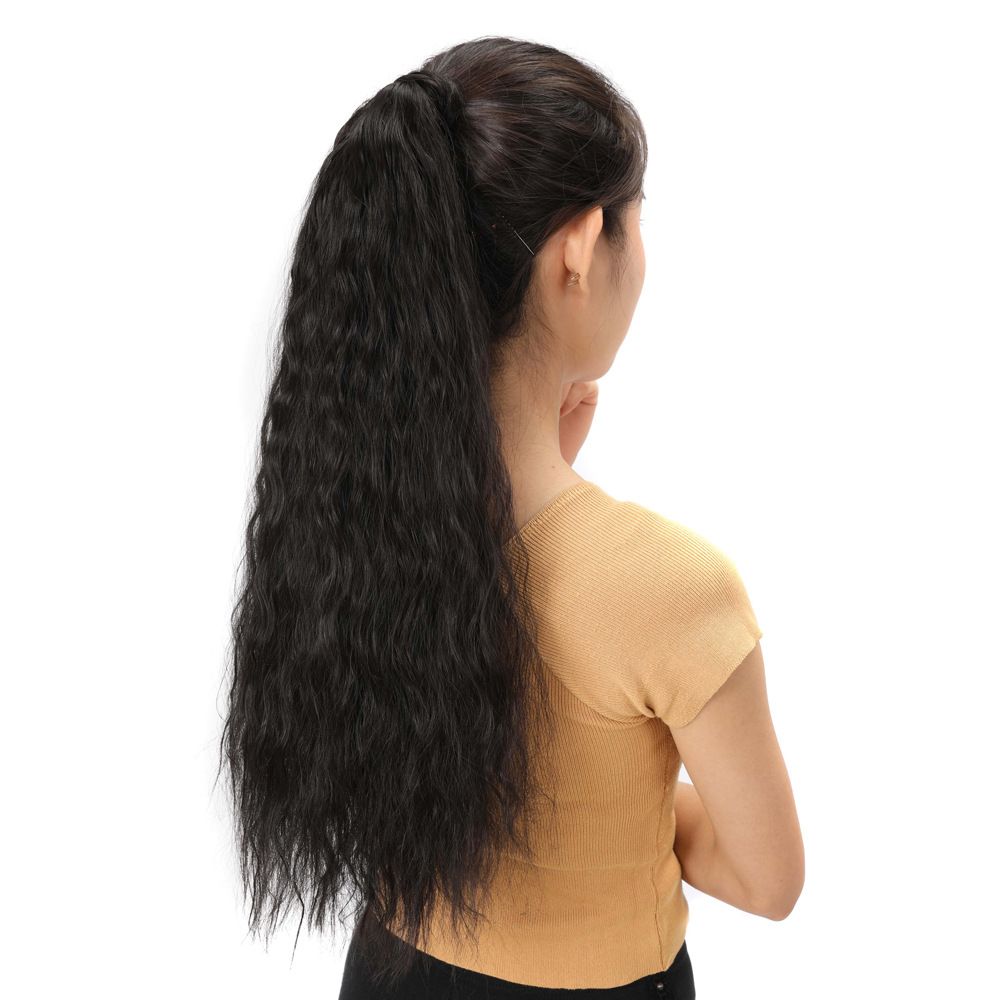 Horsetail Ponytails Invisible Hair Extensions Corn Silk Long Curly