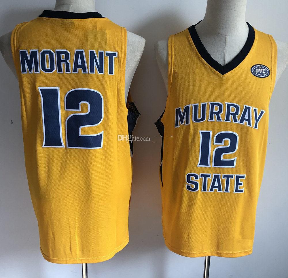 Murray State Racers College Ja Morant #12 White Yellow Navy Blue Basketball  Jersey Mens Stitched Jerseys From James2242, $62.18