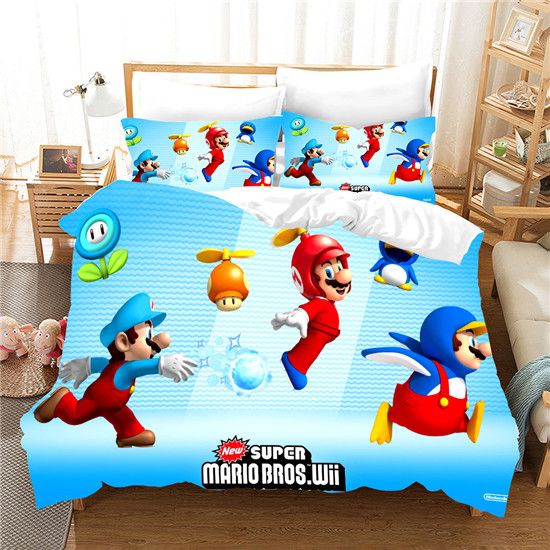 3d Super Mario Bros Duvet Cover Set Soft Gift Bedding Set