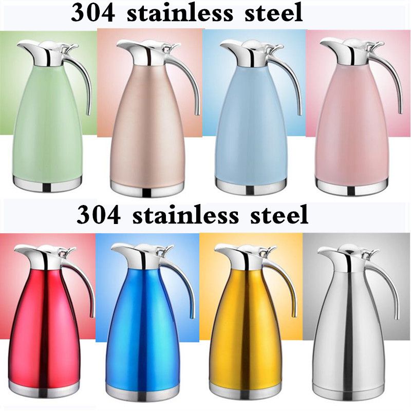 Pink 68Oz Coffee Carafe Thermal Coffee Thermos Double Walled Vacuum Insulated Carafe Stainless Steel for Tea Water 2 Liter 