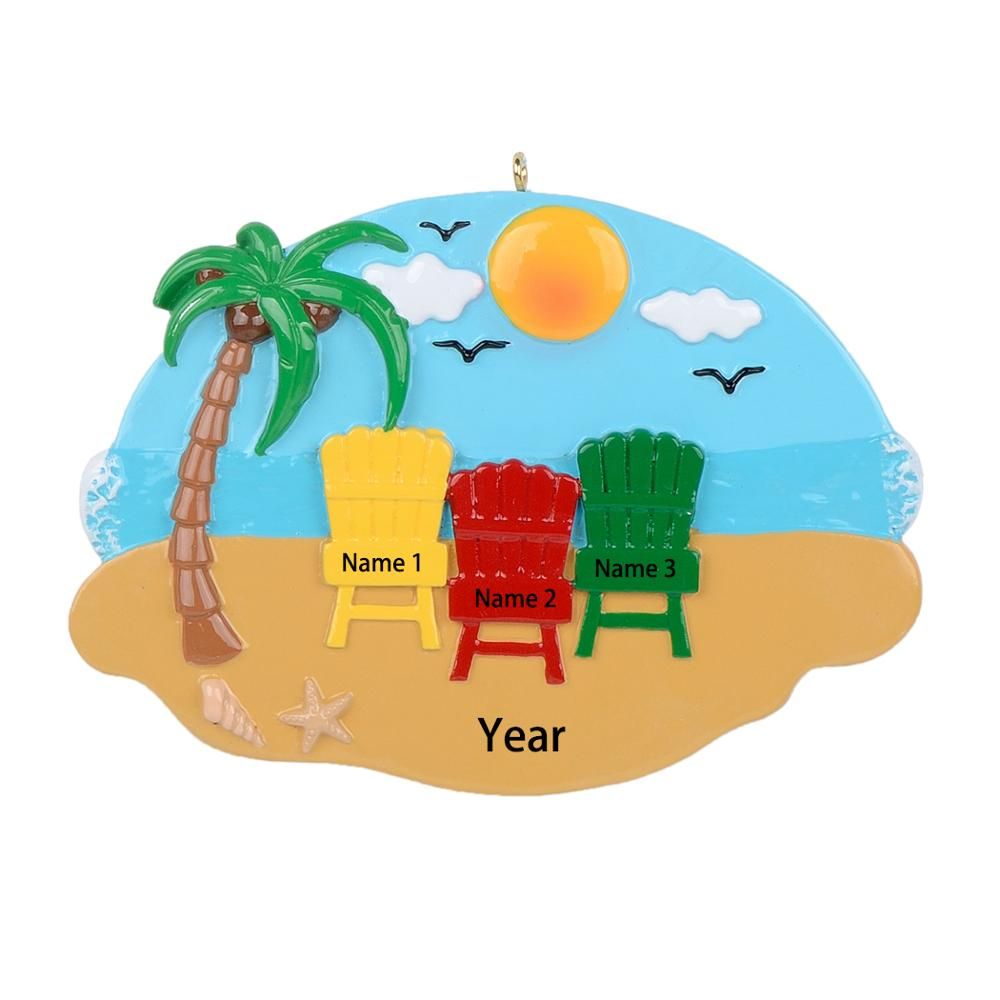 Get Wallpaper Personalized Beach Chairs Family Of 3 Christmas Tree Ornament For iPhone Free