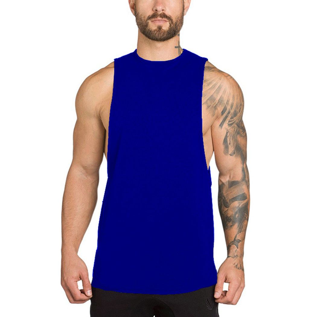 Man Casual Solid Color O-Neck Golden Skull Fitness Tanks