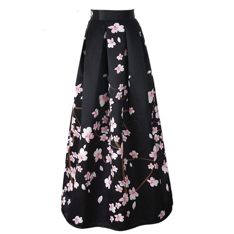 high waisted floral maxi skirt