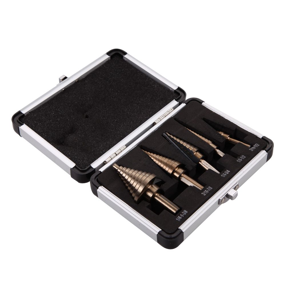 9PCS HSS COBALT MULTIPLE HOLE STEP DRILL BIT SET Plus one Aluminum Case