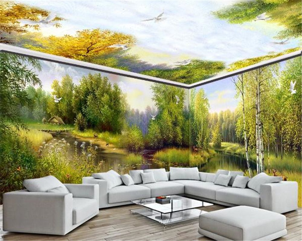 Home Decor 3d Wallpaper Fantasy Rural Forest Elk Nordic Whole