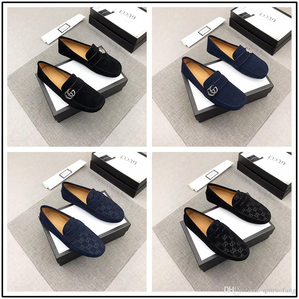 Best Fashion Flats Men Black Blue Formal Casual Slip On Embossed