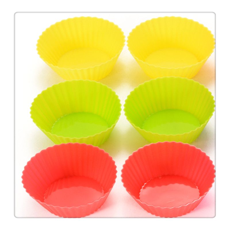 12 Piezas 6 Colores Moldes para Muffins Reutilizables Molde de Silicona para Muffins 