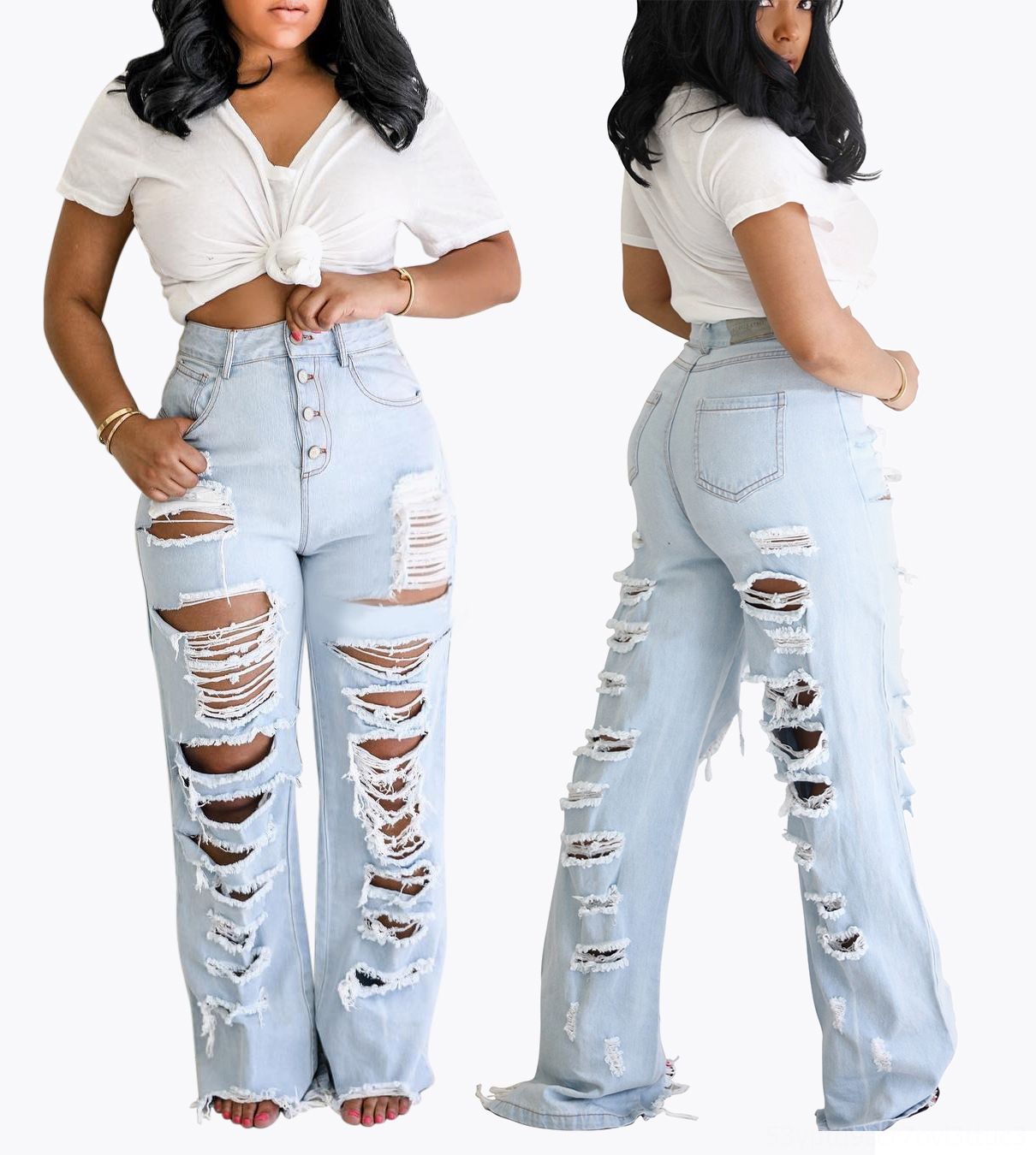 jeans with a lot of holes