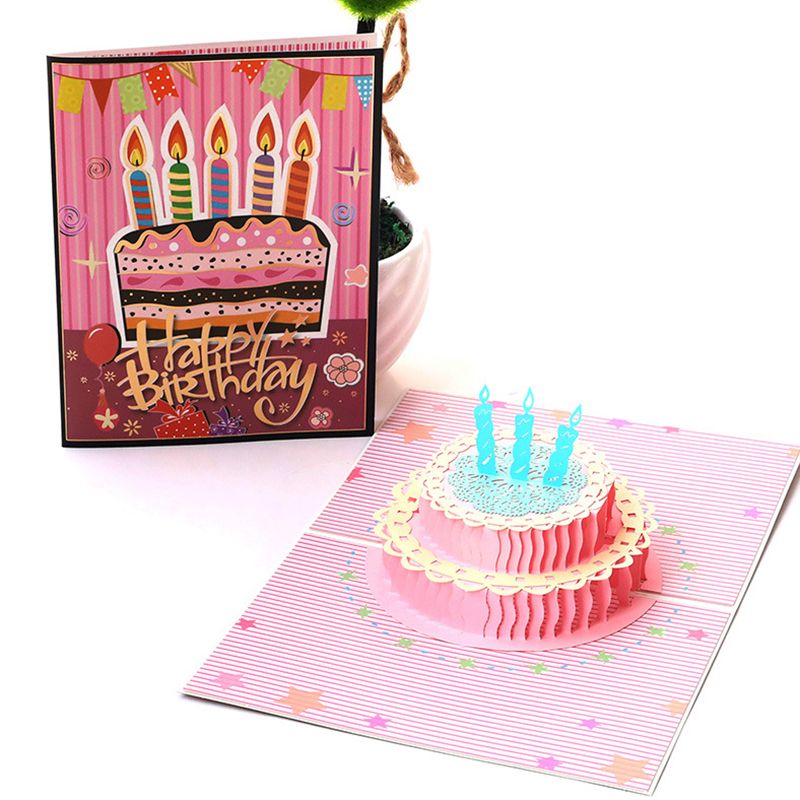 Cartoon Birthday Cake Greeting Cards Creative 3d Birthday Greeting