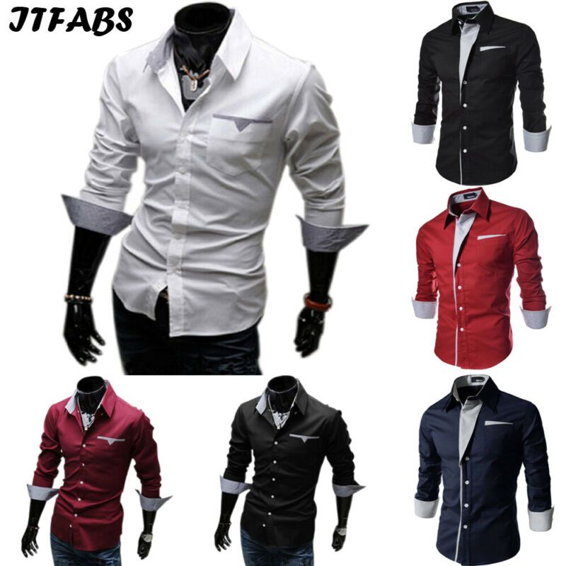 Compra Slim Fit Para Hombre De Moda De Lujo Camisas Con Botones De La Manga  Larga Ocasional De Negocio Sólido Tapas De Alta Calidad Con Estilo  Masculino Camisas Formales Barato | Entrega