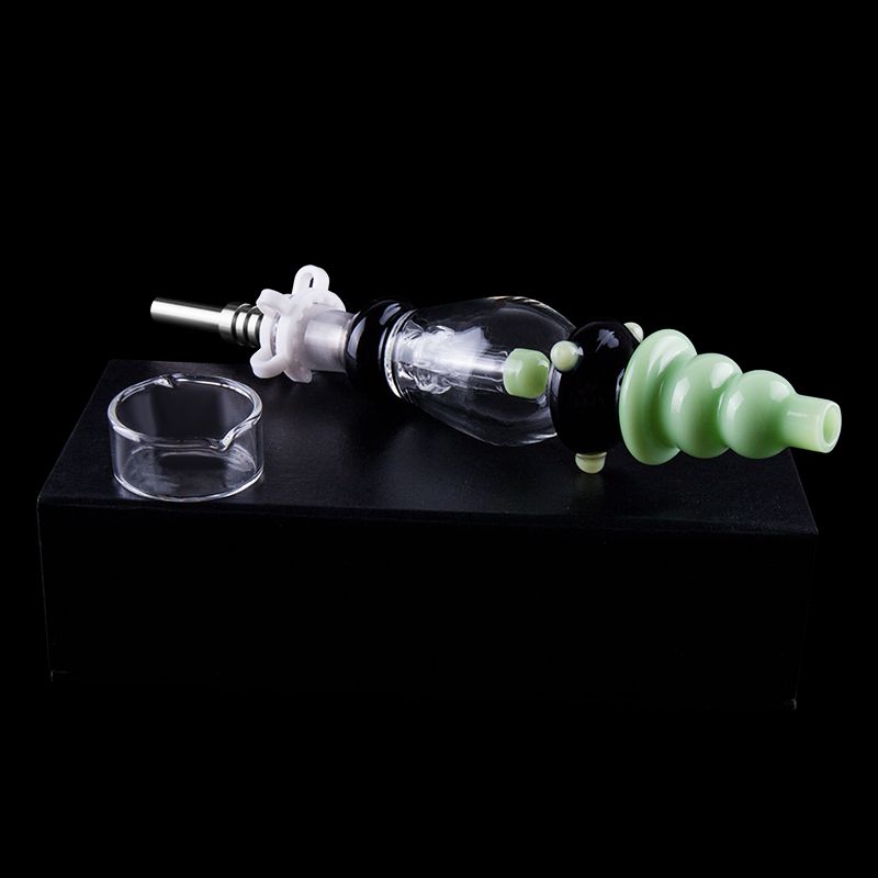 2020 14mm Dab Glass Bubbler With Titanium Nail Ceramic Tips Ash Catcher