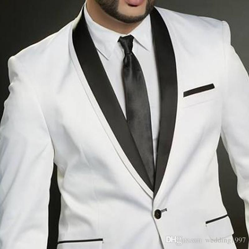 White And Black Wedding Groom Tuxedos 