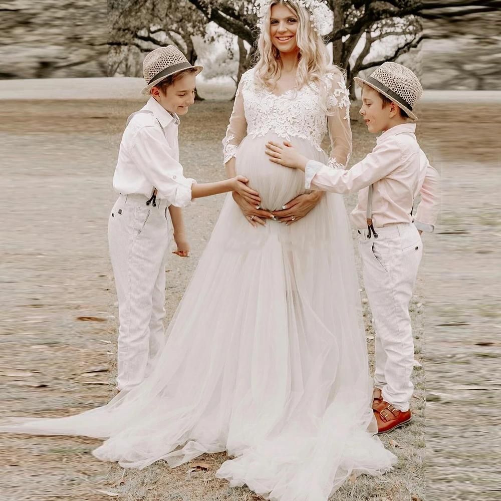 V Neck 3/4 Sleeves Lace Maternity 