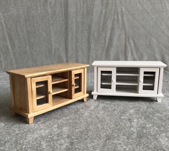 1 12 Doll House Miniature Furniture Wooden Tv Cabinet Living Room