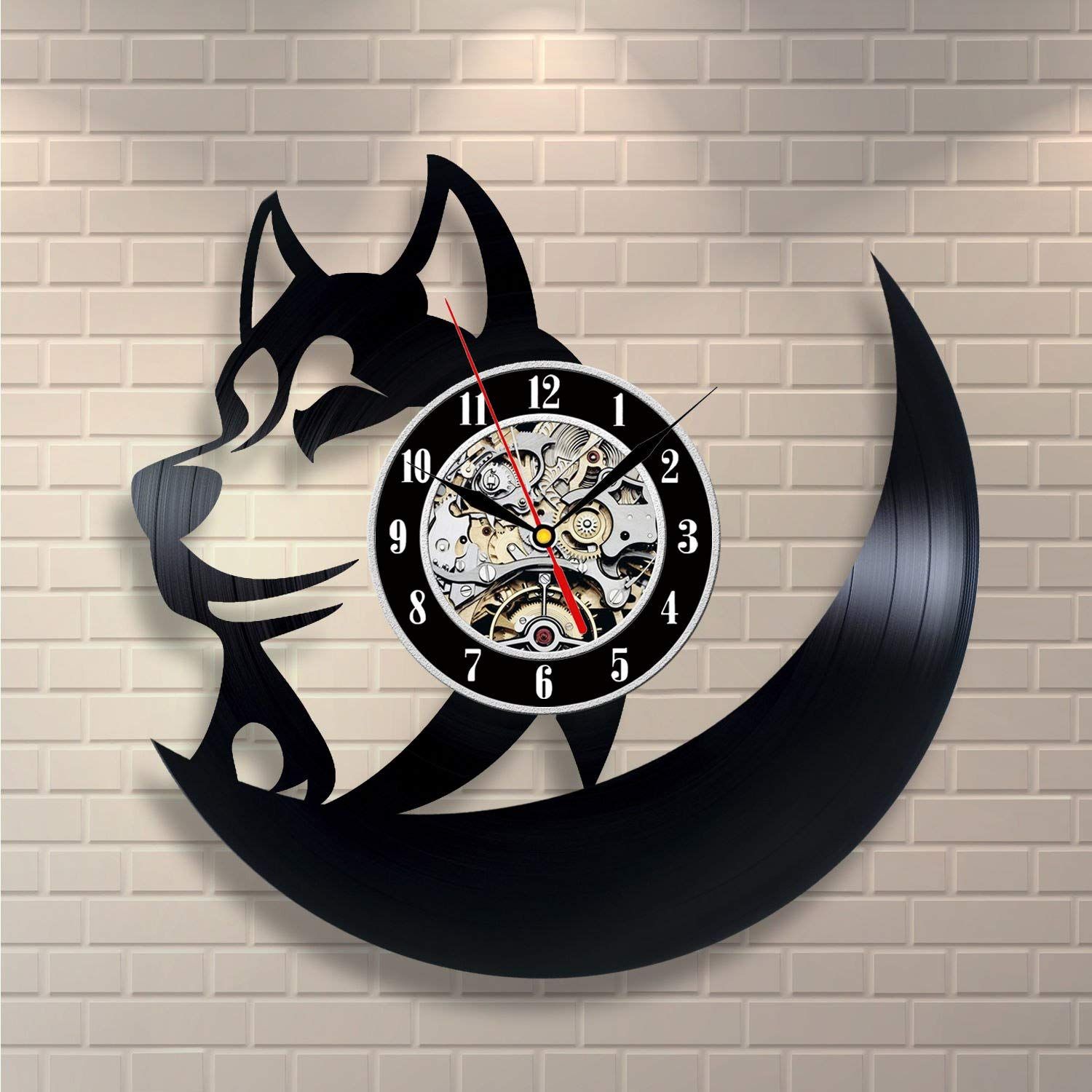 Decorations For Living Room Gift Idea Husky Dog Wall Clock Dogs Lp
