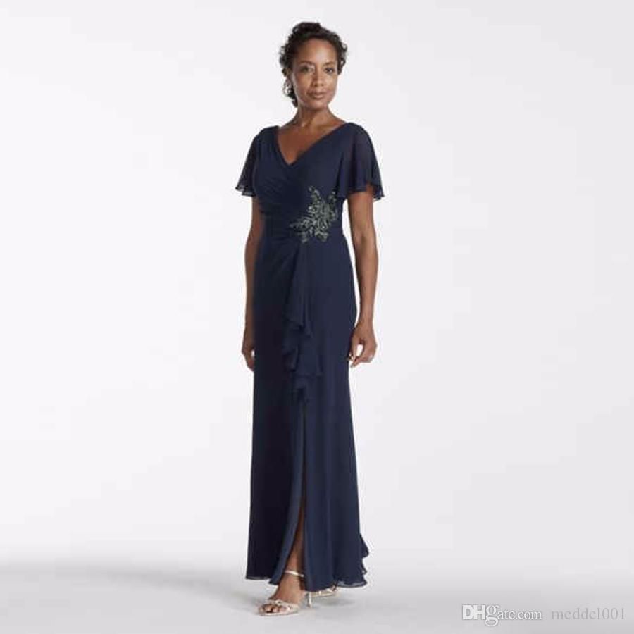 flutter sleeve mother of the bride dress