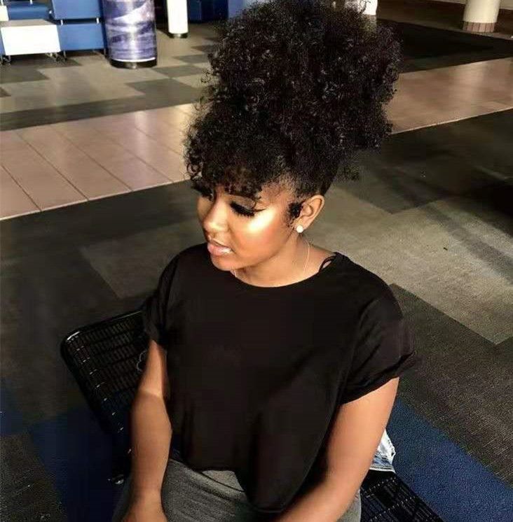 Kinky Curly black hair Ponytail 100 human Clip ins Natural puff Ponytails Extensions drawstring ponytail 120g Kinky Curly black hair Ponytail 100 human Clip ins Natural puff Ponytails Extensions drawstring ponytail 120g