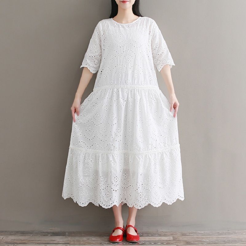 ladies white cotton dress