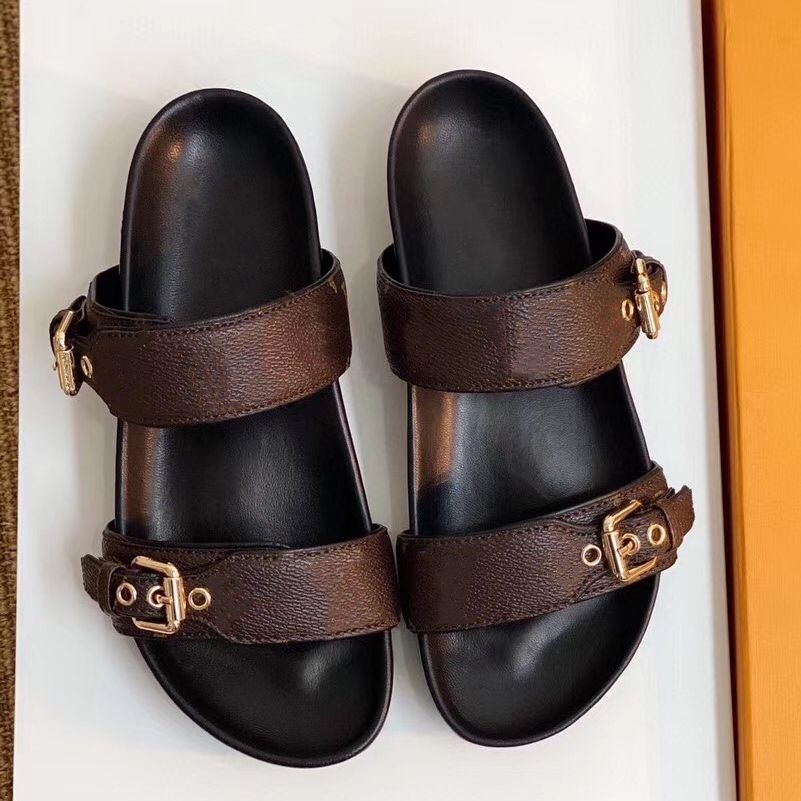 Stylish And Effortlessly Stylish Mom DIA FLAT MULE Slides With Adjustable  Gold Buckles For Womens Summer Double Strap Slippers 1A3R5M From  Maggielvxury, $53.92